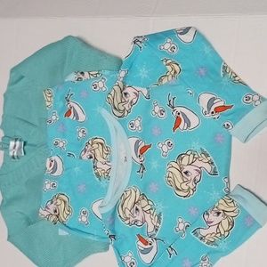 Disney frozen Girl pajama & sweater sz 4 blue/green pre-love